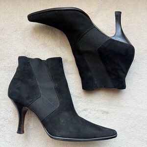 Donald J Pliner Black Suede Leather Heeled‎ Booties Women 7 Pointed Toe Classic